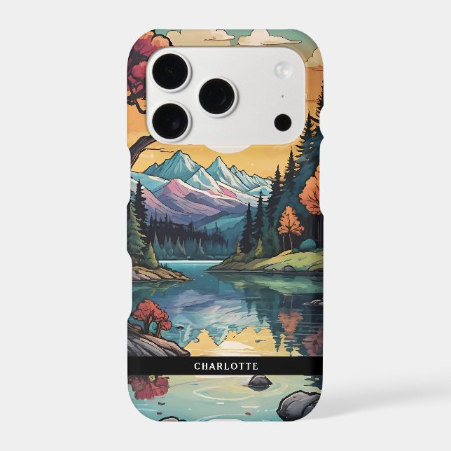 Enchanted Lakeside Serenity Sunset Landscape Iphone Case (Back)