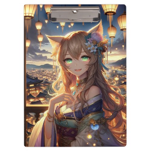 Enchanted Lantern Festival Catgirl Double Sided Clipboard