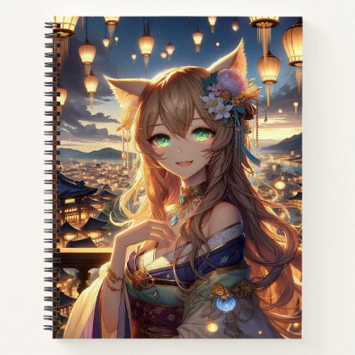 Enchanted Lantern Festival Catgirl Notebook