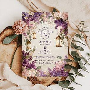 Enchanted Lantern Lilac Floral Wedding Invitation