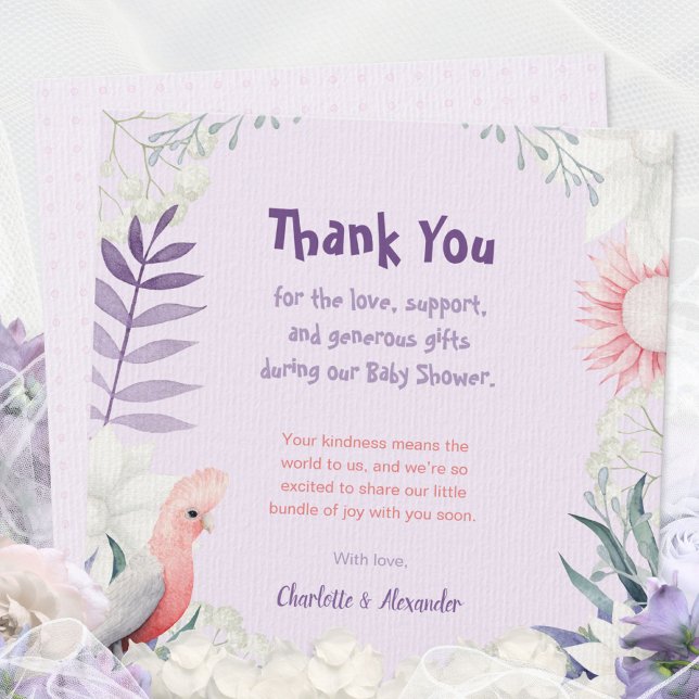 Enchanted Lavender Gender-Neutral Baby Shower Thank You Card (Enchanted Lavender Garden Gender-Neutral Baby Show Thank You Card ©Susanne Sachers - Sunny Mind 🌞)