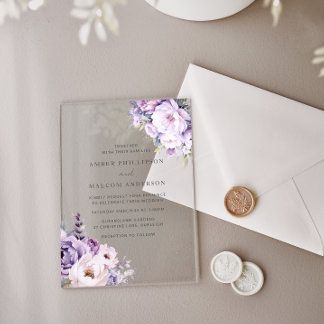 Enchanted Lavender Haze Floral Wedding Acrylic Invitations
