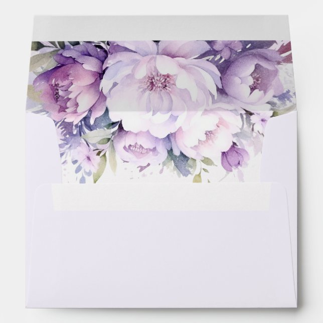 Enchanted Lavender Haze Floral Wedding Invitation Envelope (Back (Bottom))