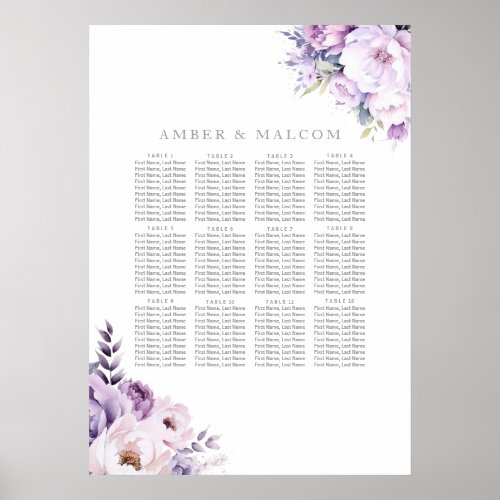 Enchanted Lavender Haze Wedding Seating Chart