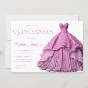 Enchanted Lavender Purple Dress Gown Quinceanera Invitation