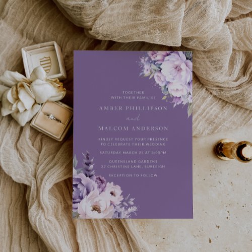 Enchanted Lavender Purple Floral Wedding Invitation