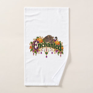 Enchanted Leopard Jeweled Elegant Halloween Purple Hand Towel
