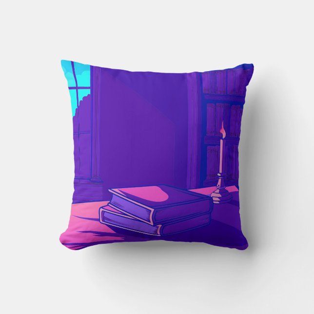 Enchanted Library Glow Throw Pillow (Front)
