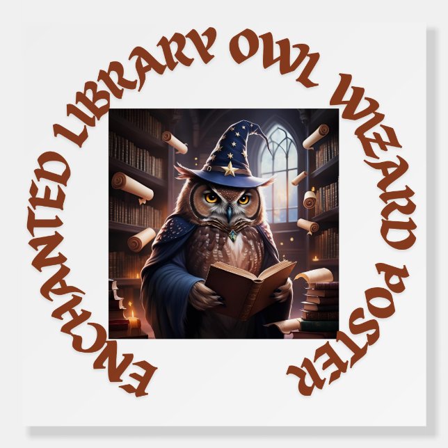 Enchanted Library Owl Wizard Poster (Front)