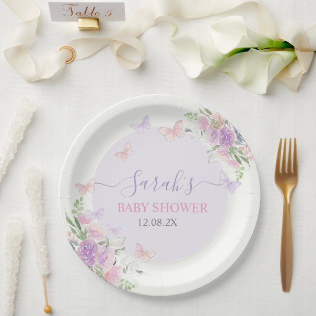 Enchanted Lilac Butterfly Paper Plates (Wedding)