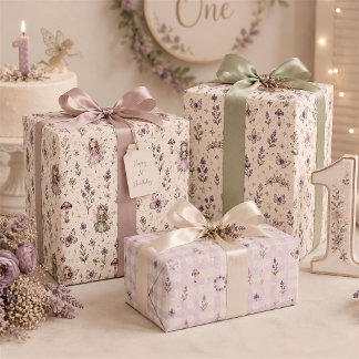 Enchanted Lilac Fairy Flower Meadow Butterflies Wrapping Paper Sheets