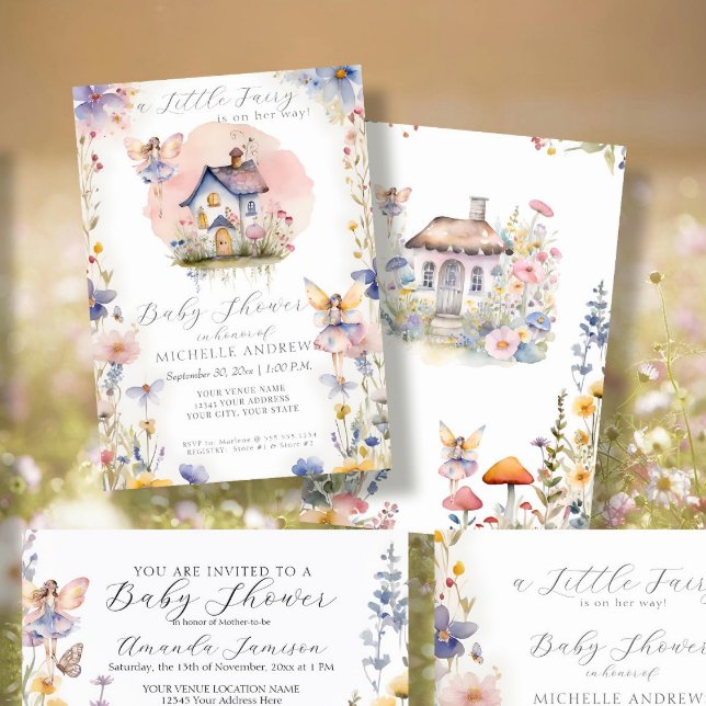 Enchanted Little Fairy on the Way Pink Girl Baby Invitation (Creator Uploaded)