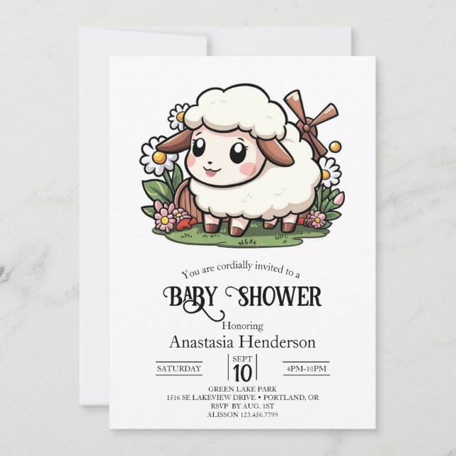 Enchanted Little Sheep Baby Shower Invitation (Front)