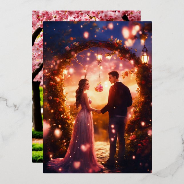 Enchanted Love: Magical Couple Wedding Card (Front/Back)