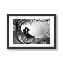 Enchanted Love Silhouette Couple Black and White