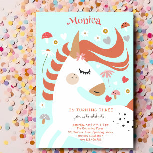 Enchanted magic unicorn kids birthday invitation