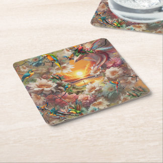 Enchanted Magical Fantasy Creations Square Paper Coaster