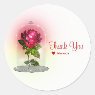 Enchanted Magical Fantasy Red Rose Birthday Party Classic Round Sticker
