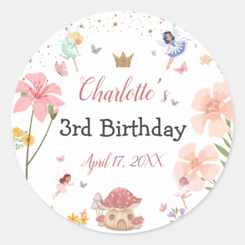 Enchanted Magical Garden Fairy Forest Birthday Classic Round Sticker