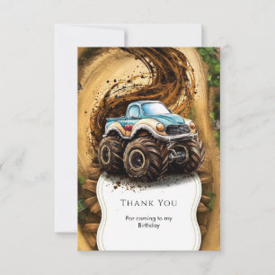 Enchanted Magical Kids' Monster Truck Birthday Thank You Card