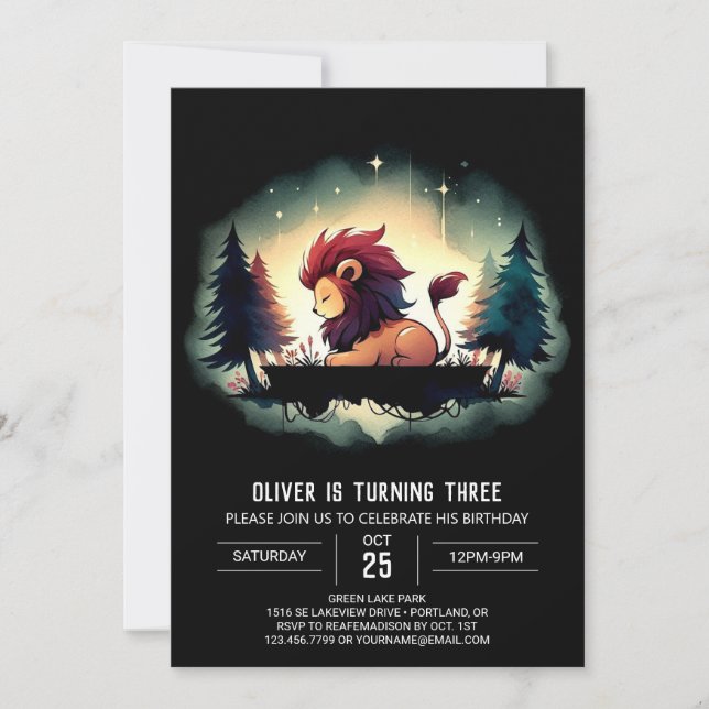 Enchanted Magical Lion Birthday  Invitation (Front)
