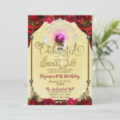 Enchanted Magical Rose Beauty Birthday Sweet 16 Invitation (Standing Front)