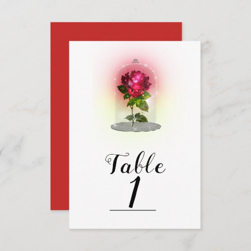 Enchanted Magical Storybook Red Rose Table Number