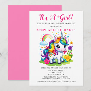 Enchanted Magical Unicorn Girl Baby Shower Invitation