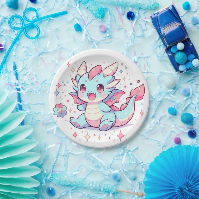 Enchanted Majestic Dragon Baby Shower Paper Plates (Party)