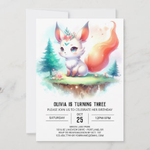 Enchanted Majestic Fox Birthday digital Invitation