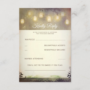 Enchanted Mason Jar Lights Wedding RSVP Card