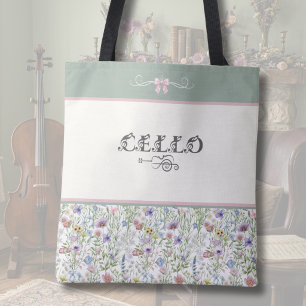 Enchanted Meadow Cello Tote Bag   Floral Musician