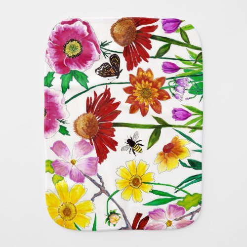 Enchanted Meadow Watercolor Floral Burp Cloth