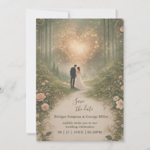 Enchanted Medieval Heart Forest romantic Wedding Invitation