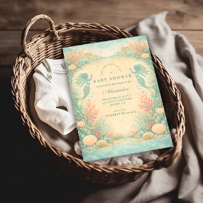 Enchanted Mermaid Lagoon Baby Shower Invitation