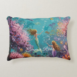 Enchanted Mermaid Underwater Scene Accent Pillow