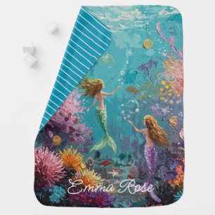 Enchanted Mermaid Underwater Scene Baby Blanket