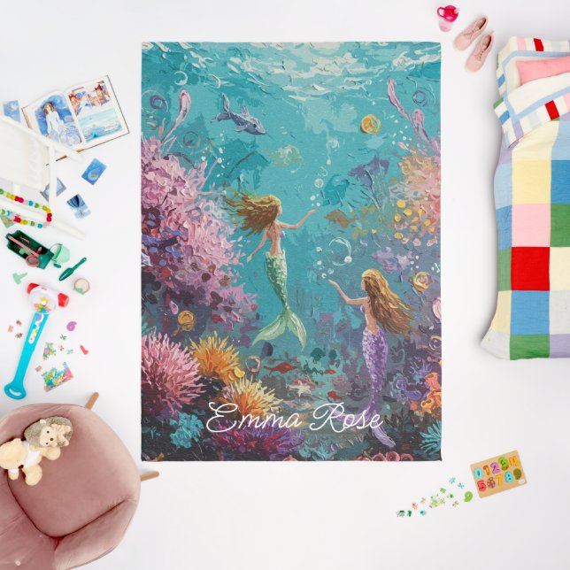 Enchanted Mermaid Underwater Scene Rug (Insitu (Babyroom))