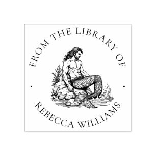 Enchanted Merman “From the Library of” Ocean King Rubber Stamp