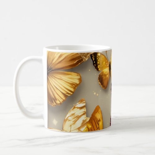 Enchanted Metallic Butterflies Coffee Cup Eleganc Coffee Mug