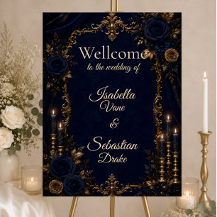 Enchanted Midnight Blue Autumn Wedding Foam Board