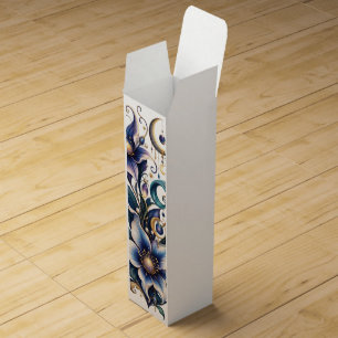 Enchanted Midnight Garden: Luminous Blue and Gold Wine Box