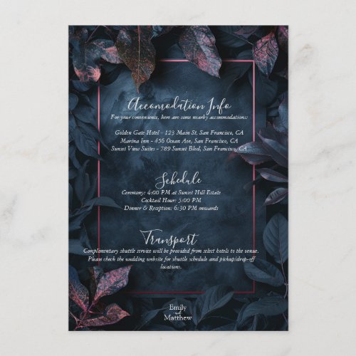 Enchanted Midnight Garden Wedding Enclosure Card