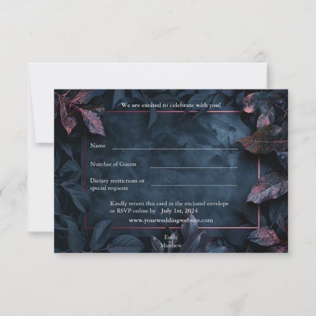 Enchanted Midnight Garden Wedding RSVP Card (Front)
