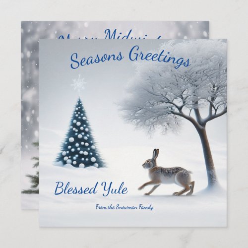 Enchanted Midwinter Hare Personalized Solstice Holiday Card