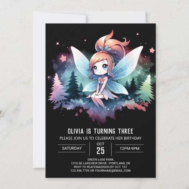 Enchanted Minimalist Fairy Birthday Invitation (Front)
