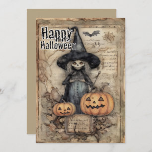 Enchanted Mischief Witchy Whimsy in Autumn Shadow Holiday Card