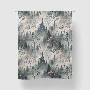 Enchanted Misty Forest with Dark Castle – Ethereal Blackout Curtains
