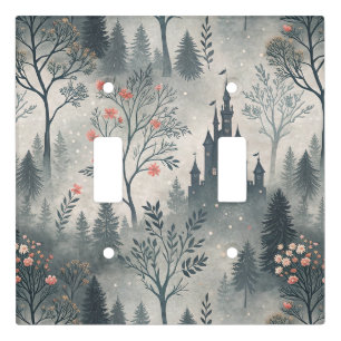 Enchanted Misty Forest with Dark Castle – Ethereal Light Switch Cover