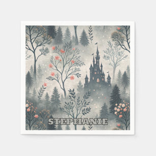 Enchanted Misty Forest with Dark Castle – Ethereal Napkins